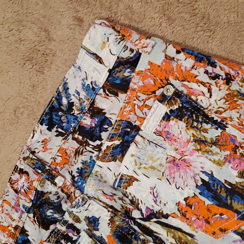 7 FOR ALL MANKIND women's size 25 bright floral ankle jeans skinny fit